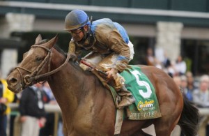 October 03, 2015: Brody's Cause and jockey Corey Lanerie win the 102nd running of the Claiborne Breeders' Futurity (Grade 1) $500,000 "Win and You're In Juvenile Division" for trainer Dale Romans, and owner Albaugh Family Stable. Candice Chavez/ESW/CSM
