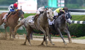 Irad winning his first Classic, The Belmont Stakes