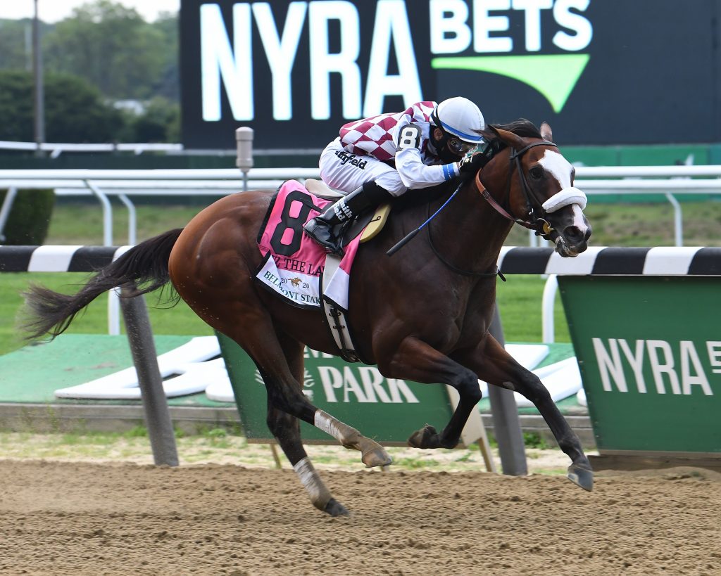 alt="Manny Franco wins aboard Tiz The Law in the Belmont Stakes"