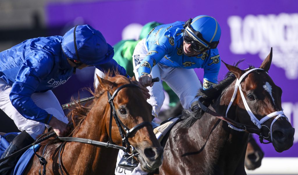 Space Blues and Willaim Buick catch Smooth Like Strait and Umberto Rispoli in the Breeders' Cup Mile