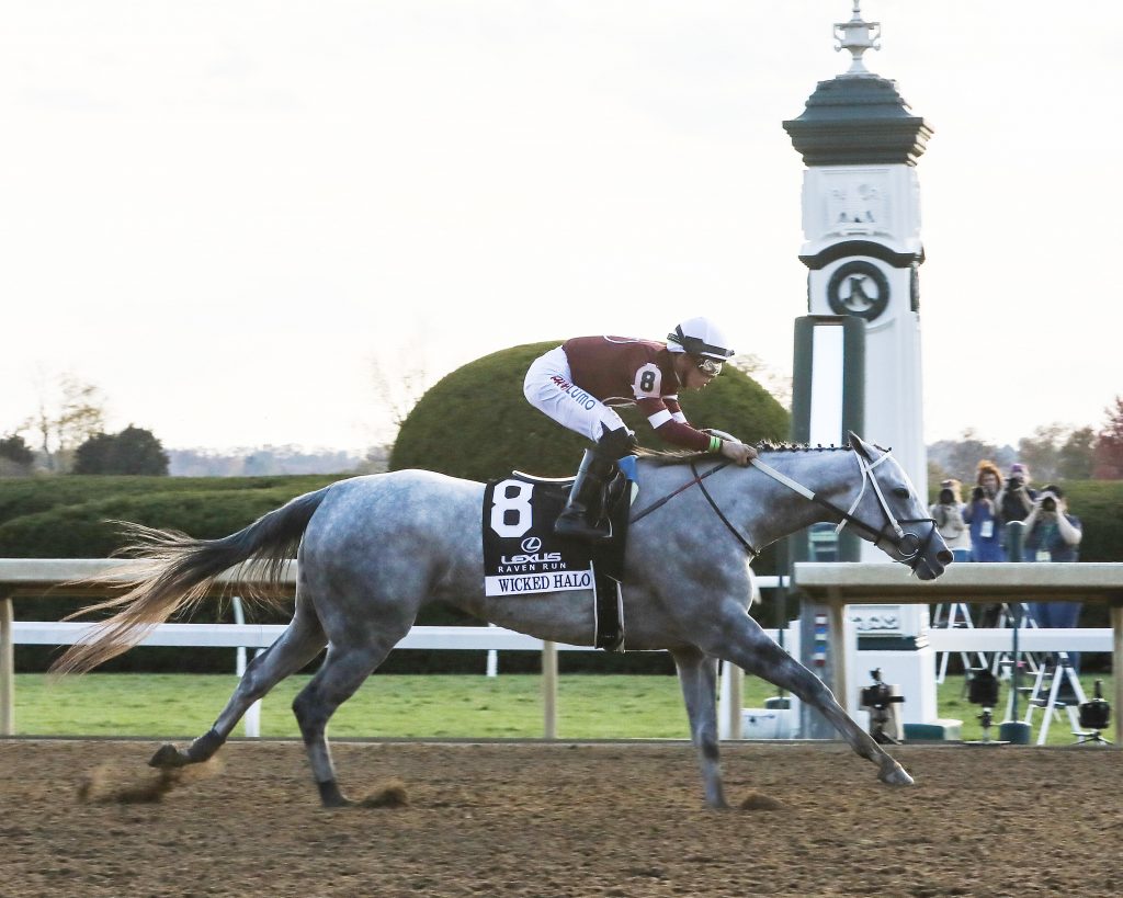 Wicked Halo with Tyler Gaffalione up wins the 2022 Lexus Raven Run for trainer Steve Asmussen and owner Ron Winchell, 2022 Keeneland Fall Meet