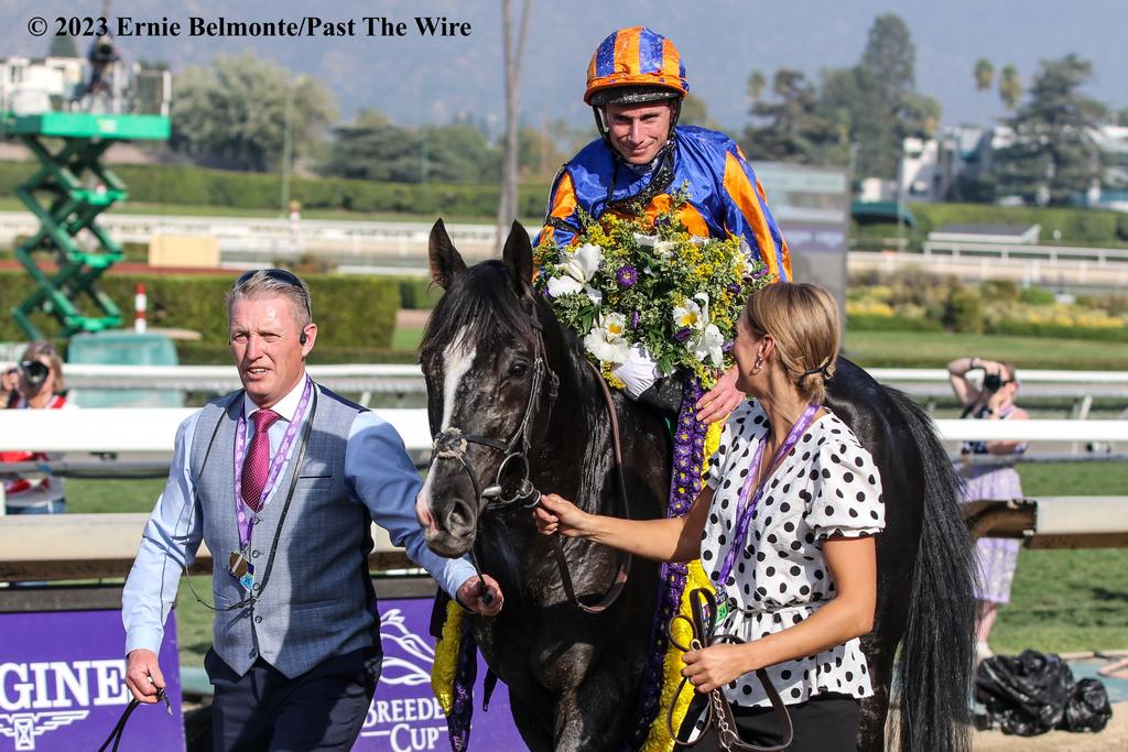 Auguste Rodin floated to the finish under Ryan Moore to score in the Breeders’ Cup Turf. For Aidan O’ Brien. (Ernie Belmonte/Past The Wire)