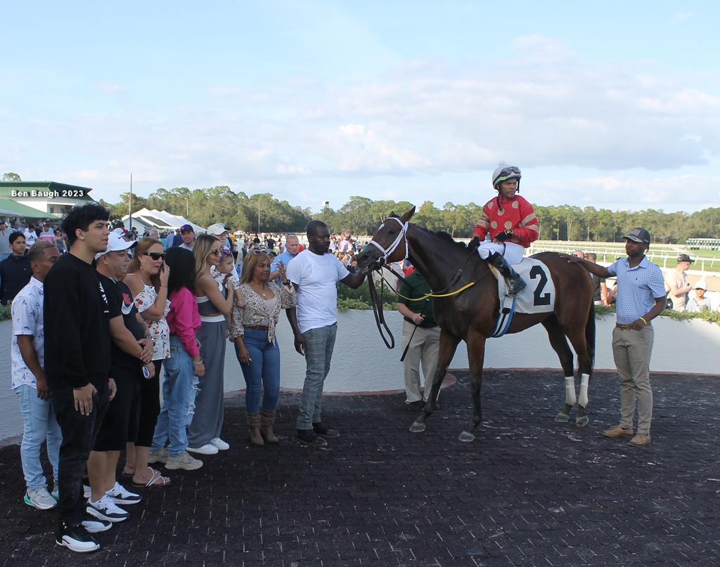 Around connections with Bluefield celebrate in the winner's circle. (Photo by Ben Baugh)