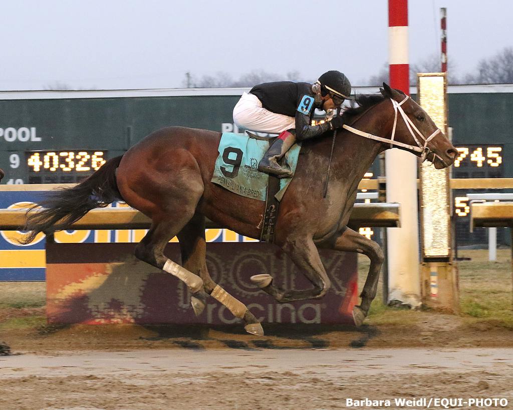 Uncle Heavy breaking his maiden Dec. 27, 2023. (Adam Coglianese)