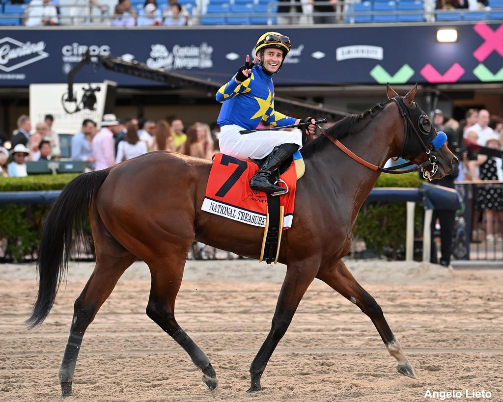 Pegasus champ National Treasure looking good after his Pegasus victory under Flavien Prat. (Angelo Leito).