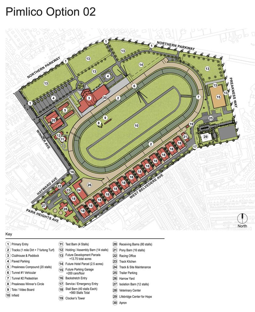 Proposed plan Option 2 shows the racing oval relocated. (MTROA/Populus)