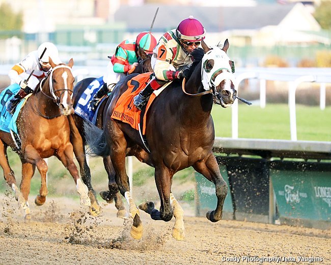 Just Steel scoring in the Ed Brown at Churchill Downs Nov. 25, 2023. (Coady Photography/Jetta Vaughns)