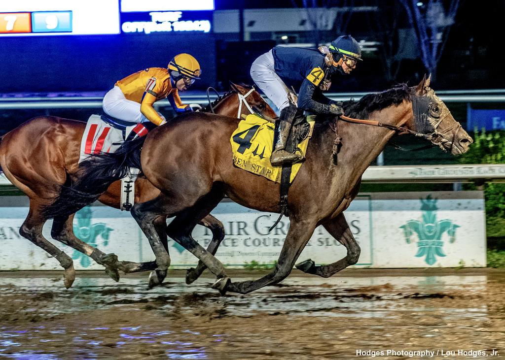 Sierra Leone wins the Risen Star in the slop punching his way to the head of the Kentucky Derby class, Hodges Photography