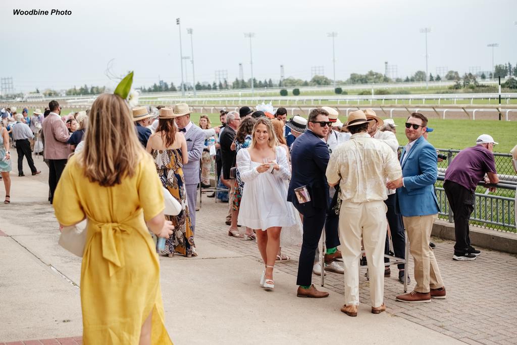 Guests line the rail at Woodbine for the King's Plate in 2023. (Woodbine photo)