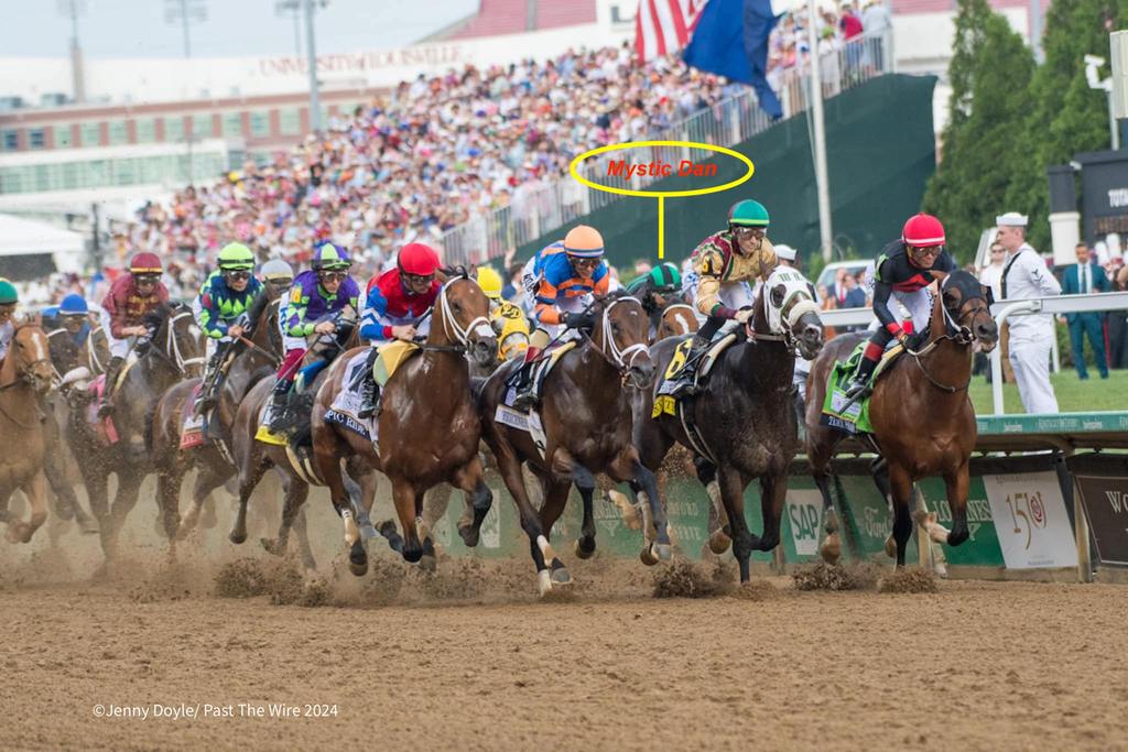 The field for the 150th Derby on their way to history. (Jenny Doyle/Past The Wire)