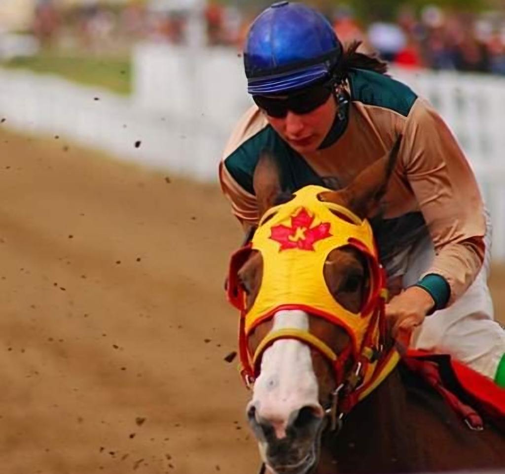 Krista Cole riding in the quarter horse races in Reckless Relegate. (courtesy of Krista Cole)